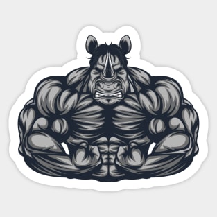 Strong Like Rhino Bodybuilding, Weightlifting Gym Shirt Gift Sticker